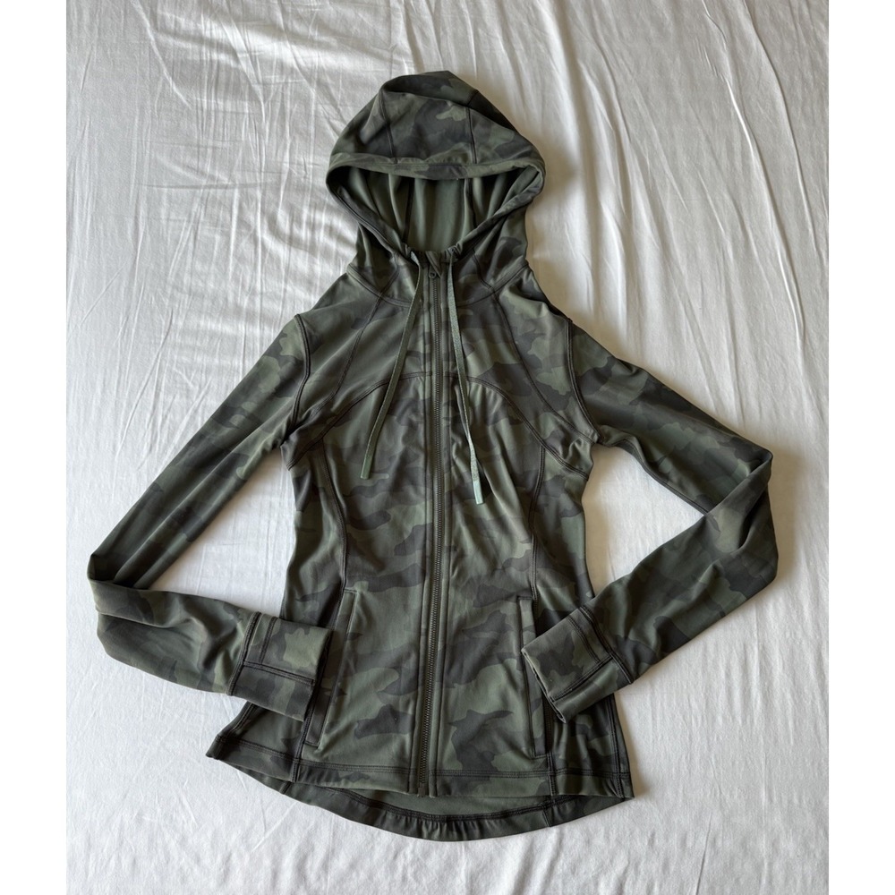 Lululemon Hooded Define Jacket *Nulu Size 6 Camo Green Heritage 365 Twill Multi